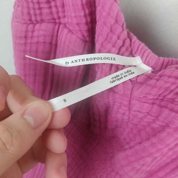 Anthropologie Jumpsuit Womens Small Magenta Pink Gauze Smocked Waist Wide Leg - Picture 6 of 8